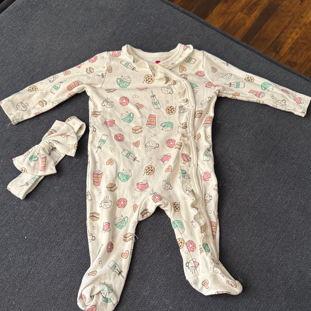 Infant 9m footie pj set with headband
